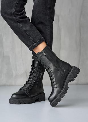 Стильні черевики челсі чорні на резинці,на шнуровці демі,демісезонні осінні,весняні зимові (осінь-весна,євро-зима 2022-2023)2 фото