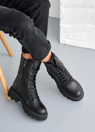 Стильні черевики челсі чорні на резинці,на шнуровці демі,демісезонні осінні,весняні зимові (осінь-весна,євро-зима 2022-2023)7 фото