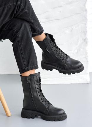 Стильні черевики челсі чорні на резинці,на шнуровці демі,демісезонні осінні,весняні зимові (осінь-весна,євро-зима 2022-2023)6 фото
