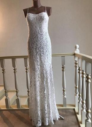 Свадебное винтажные платье вечернее выпускное белое кружево