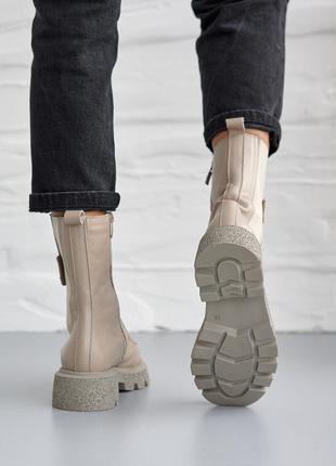 Стильные ботинки челси бежевые на резинке,на шнуровке деми,демисезонные осенние,весенние зимние (осень-весна,евро-зима 2022-2023)6 фото