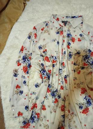 Длинная блуза в цветочный принт2 фото