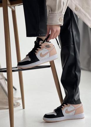 Жіночі кросівки nike air jordan 1 retro high black white pink / smb2 фото