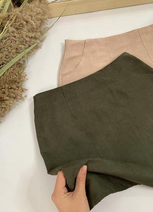 Спідниця юбка міні замшева колір хакі4 фото