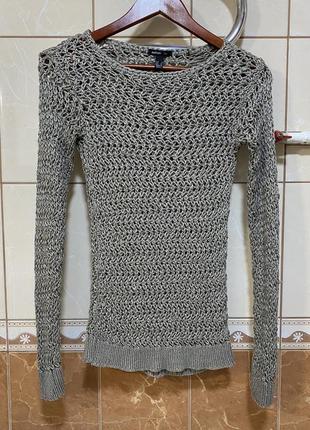 Вязаный свитер сетка mango , цвет серый1 фото