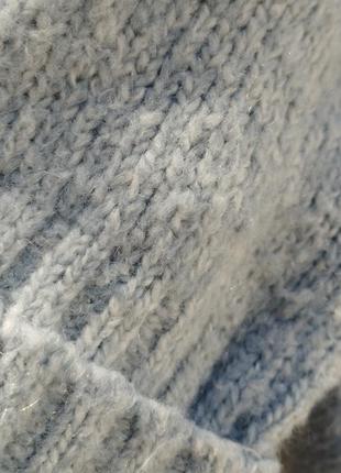 Мохеровый удлиненный кардиган шерстяной шерсть мериносовая голубой2 фото
