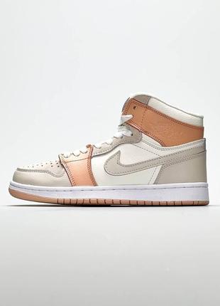 Жіночі кросівки nike air jordan 1 retro high brown grey white / smb