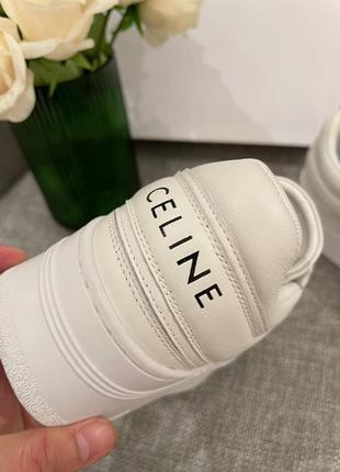 Женские белые кожаные короткие кроссовки на высокой платформе в стиле селин celine ct-02 mid кеды3 фото