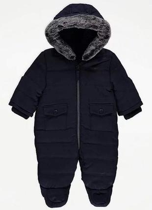 Комбінезон 6-9 міс george navy hooded 74 зимний комбинезон для мальчика