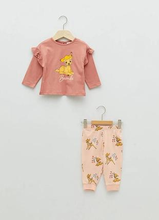 4 - 5 років домашній костюм піжама для дівчинки з бавовни з довгим рукавом та принтом lc waikiki вайкікі