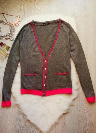 Серый кардиган кашемиром розовой карманами кофта вязаная на пуговицах свитер2 фото