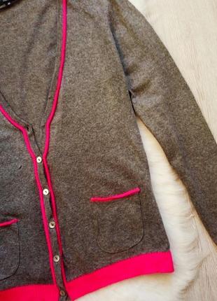Серый кардиган кашемиром розовой карманами кофта вязаная на пуговицах свитер4 фото