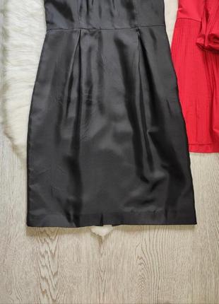 Черное короткое натуральное шелковое платье мини миди с пышными рукавами рюшами coast4 фото