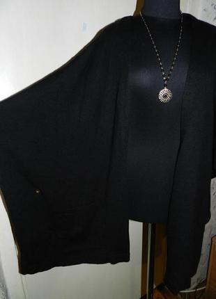 Асимметричный,трикотажной вязки,кардиган с карманами,бохо,большого размера,с@a