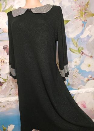 Теплое  платье трикотаж с воротничком вискоза 14 р италия3 фото