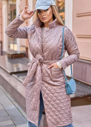 Куртка женская демисезонная стеганная с поясом батал (4цвета) rin1358-1371-pве