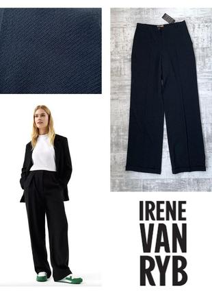 Свободные шерстяные брюки палаццо irene van ryb франция высокая талия / посадка свободного прямого кроя 100 % шерсть