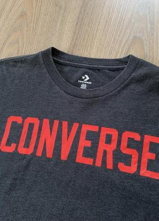 Мужская хлопковая винтажная однотонная футболка converse4 фото
