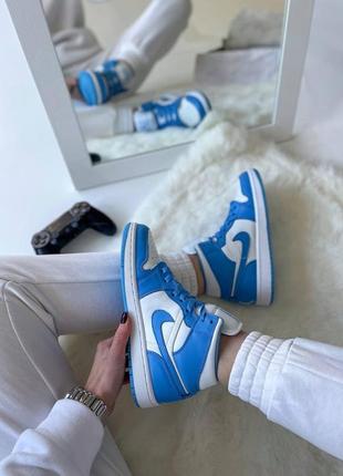 Жіночі кросівки nike air jordan 1 retro blue white / smb1 фото