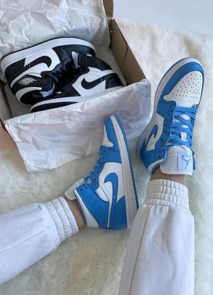 Жіночі кросівки nike air jordan 1 retro blue white / smb4 фото