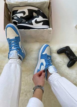 Жіночі кросівки nike air jordan 1 retro blue white / smb5 фото