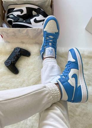 Жіночі кросівки nike air jordan 1 retro blue white / smb9 фото