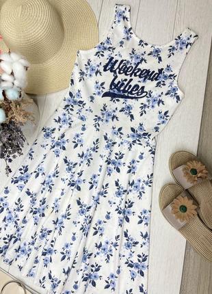 Новий короткий білий сарафан в квітковий принт плаття кльош сукня h&m сукня xs