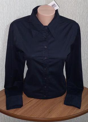 Стильная стрейчевая рубашка чёрного цвета elle nor с биркой, молниеносная отправка 🚀⚡