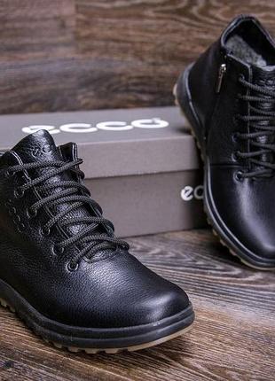 Чоловічі зимові шкіряні черевики   e-series  black new line