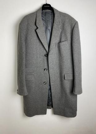 Тёплое серое классическое пальто натуральная шерсть