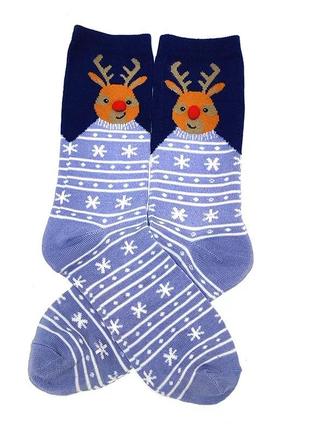 Новорічні шкарпетки з принтом оленів 20231 фото