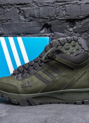 Чоловічі зимові шкіряні черевики adidas terrex green