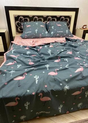 Комплект постельного белья из бязи-люкс, розовый фламинго2 фото