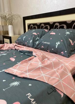 Комплект постельного белья из бязи-люкс, розовый фламинго5 фото