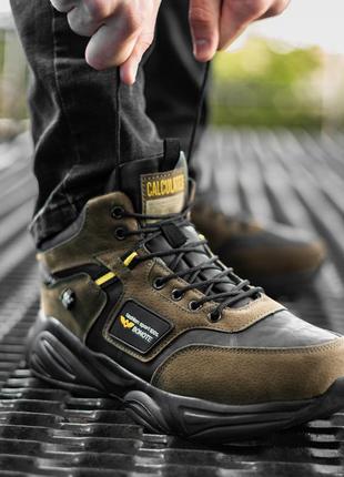 Черевики чоловічі теплі військові зимові на шнурівці комфортні високі коричнево-чорні