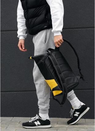 Чоловічий рюкзак рол sambag rolltop x чорний з жовтим4 фото