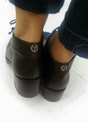 Studio pollini кожаные винтажные ботинки  на широком каблуке, на шнуровке4 фото