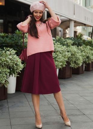 Спідниця-трапеція з кишенями з щільного трикотажу колір марсала. sophie