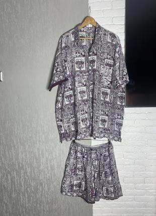 Піжама з шортами принт в індійському стилі котон виробництво балі, піжама великого розміру putra andalan, 5l