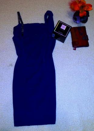 Синее мини платье с драпировкой из коллекции киры пластининой3 фото