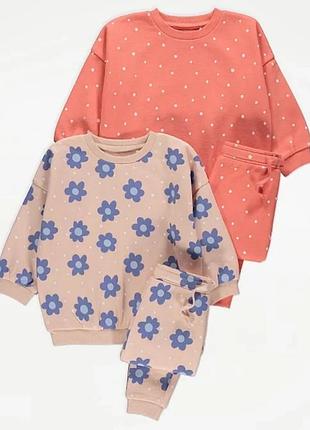 Костюм горох и кофейный принт george 104/110см