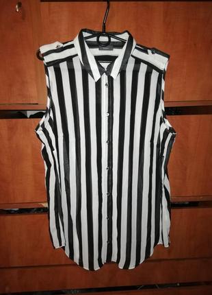 Блуза полоска черно-белая