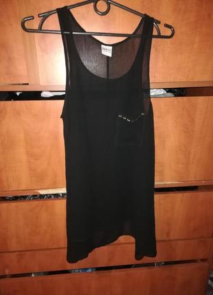 Майка шифон чорна довга