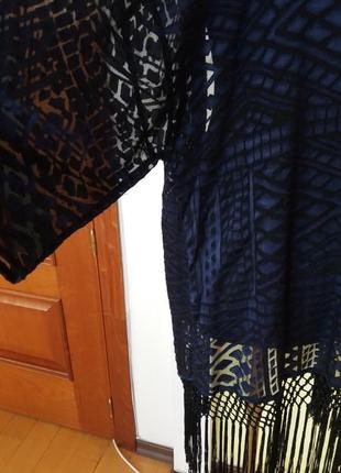 Нарядная кофта накидка  кимоно с кистями кардиган синий  c&a раз.40-424 фото