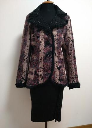 Тёплый пиджак кардиган шерсть an ren