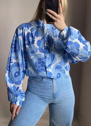 Бавовняна сорочка в принт від zara