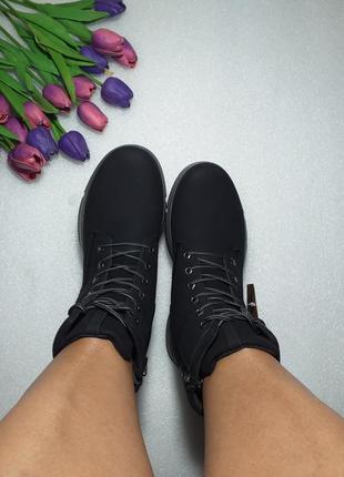 Ботинки черные на широкую ножку3 фото