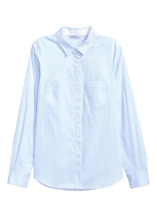Приталенная хлопковая рубашка блузка голубая в мелкую полоску от h&m3 фото