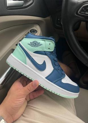 Жіночі кросівки  jordan 1 retro white mint blue женские кроссовки джордан