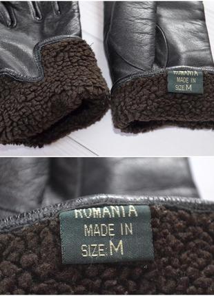 Теплые кожаные перчатки, размер м, румыния4 фото